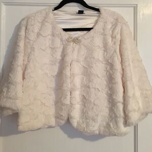 Elegant White Faux Fur Cape